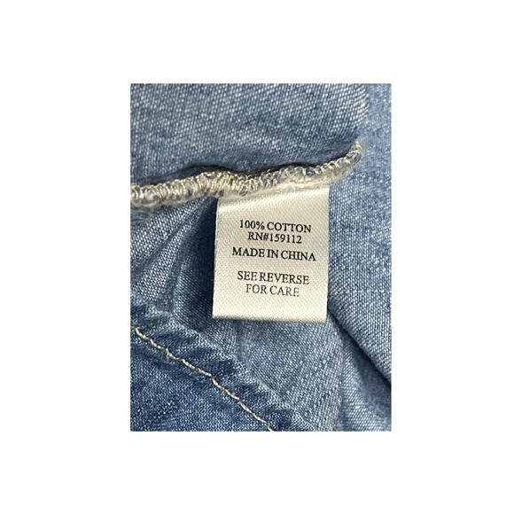 Given Kale DENIM JEAN DRESS Womens Sz LG Western Button Down Stretch Waist - Picture 6 of 8
